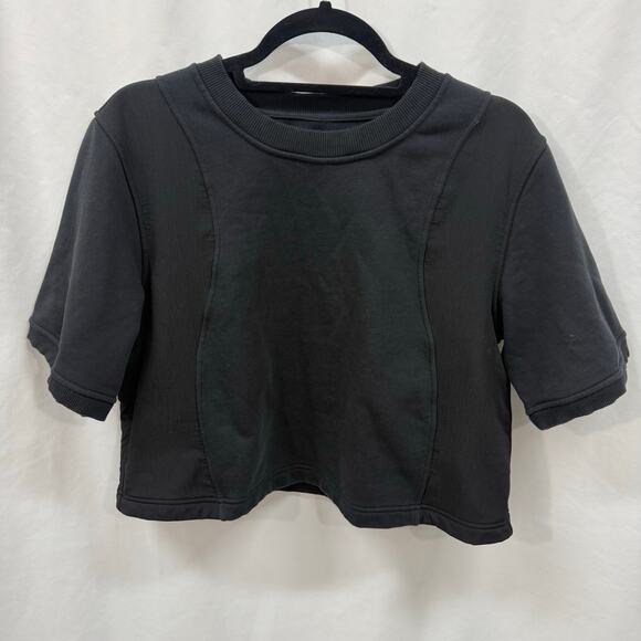 lululemon athletica Tops - Lululemon Cotton French Terry + Swift T-Shirt Top Black Short Sleeve Crop 6/8